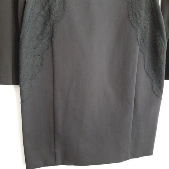 DONNA KARAN \ Italy Long Sleeve LBD Black Lace Detail Dress Sz 8 - Picture 7 of 16